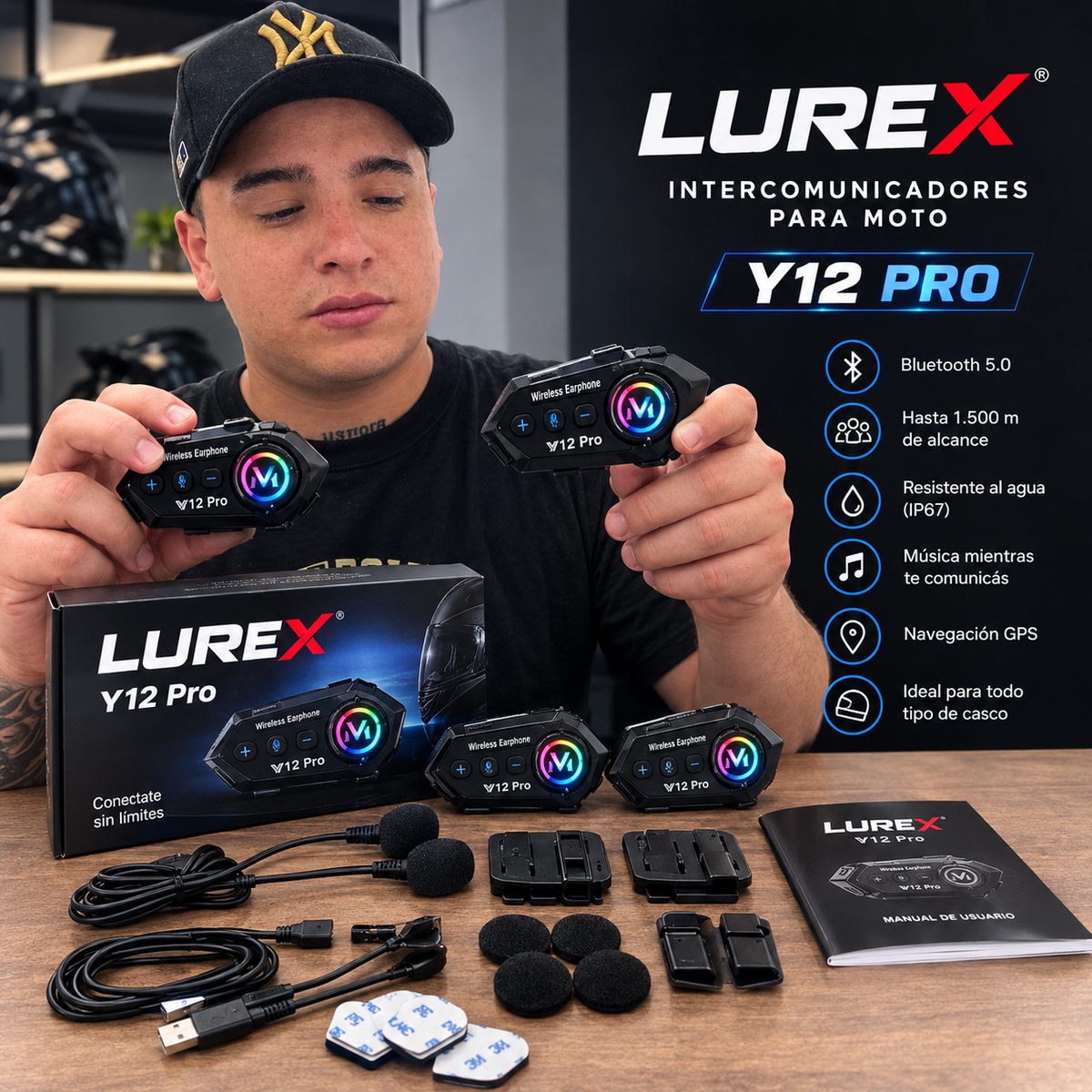 LUREX Y12 PRO intercomunicador para moto