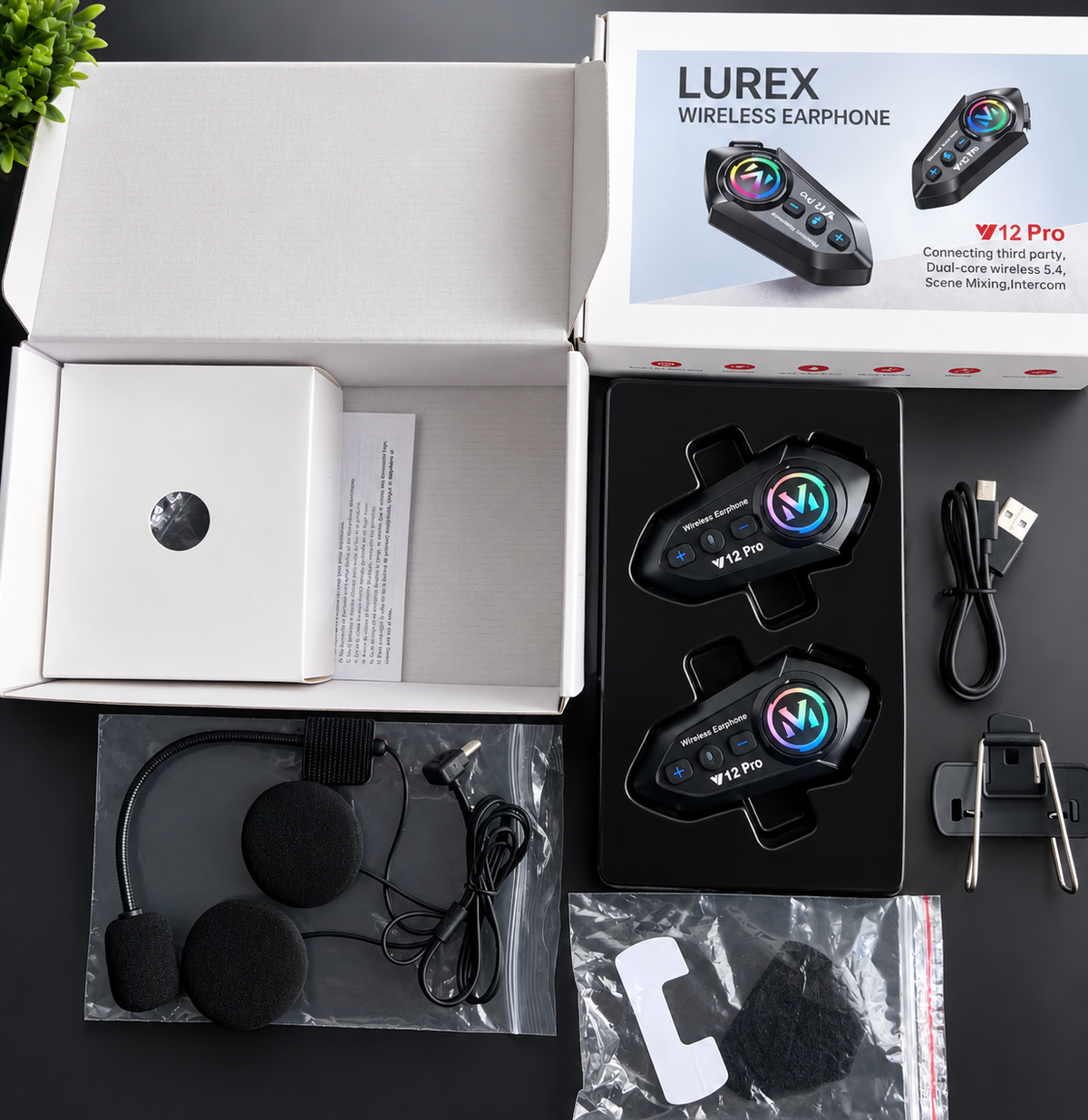 Kit de 2 intercomunicadores LUREX Y12 PRO con accesorios