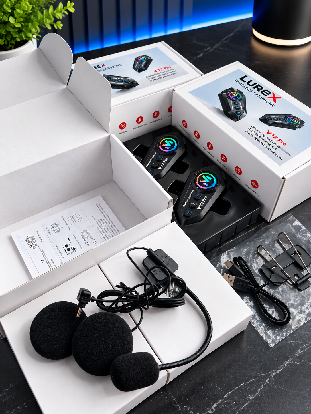 Kit inalámbrico LUREX Y12 PRO para comunicarse en moto
